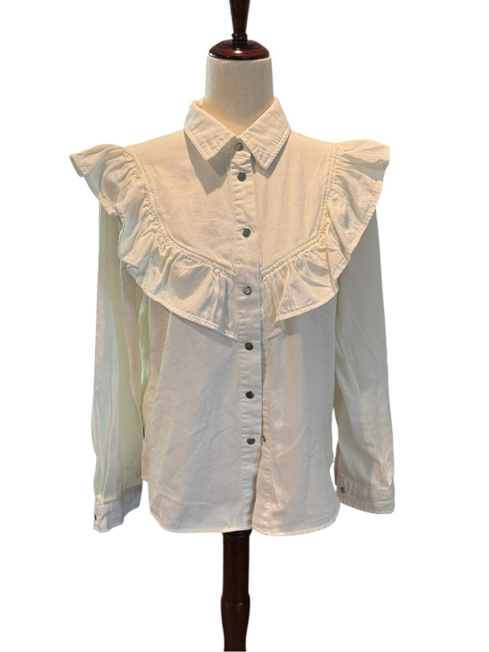 Motf Ruffle Snap Front Top Size Large - Picture 2 of 9